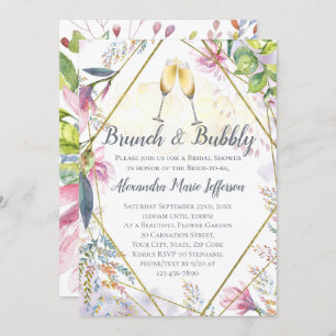 Invitación Ducha de novios en lirio rosado brunch y bubbly Gr