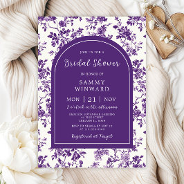 Invitación Ducha de novios Purple Antiguo Chinoiserie