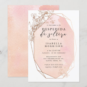 Invitación Ducha de novios Rubor Gold Geométrico Floral Españ