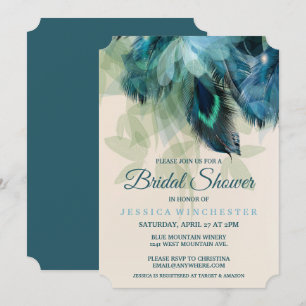Invitación Ducha de nupcial floral Feather
