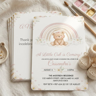 Invitación Ducha de osito boho, llega el pequeño cachorro