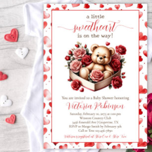Invitación Ducha de osito corazón de bebé