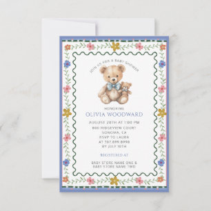 Invitación Ducha de osito de peluche caprichosa