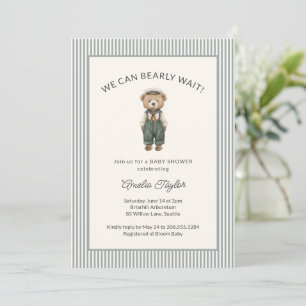 Invitación Ducha de osito de rayas Teddy Bear Baby Shower Sag