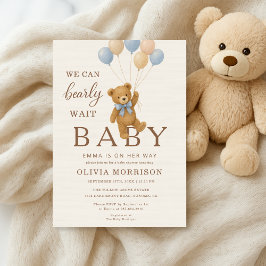 Invitación Ducha de oso de peluche Apenas podemos esperar