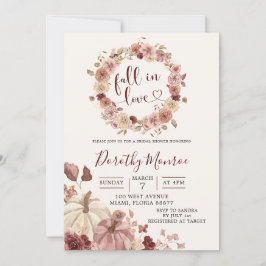 Invitación Ducha de otoño boho rubor y floral de calabaza Mar