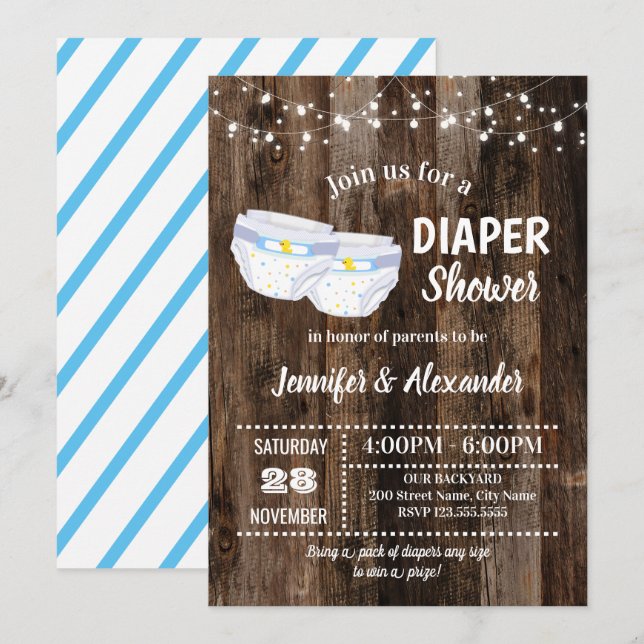 Invitación Ducha de pañales para bebés rusos (Anverso / Reverso)
