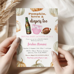 Invitación Ducha de pañales para niña de rosa pastel de calab