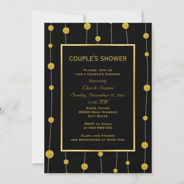 Invitación Ducha de pareja boda moderna de Relieve metalizado (Anverso)