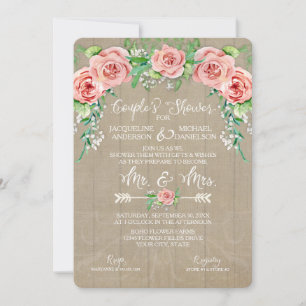 Invitación Ducha de Pareja BOHO Corona de Flores Aliento de B