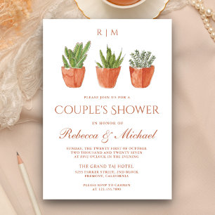 Invitación Ducha de pareja con macetas de terracota y cactus
