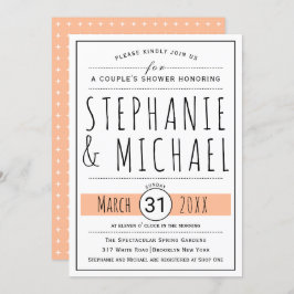 Invitación Ducha de pareja de bodas de melocotón moderna en t