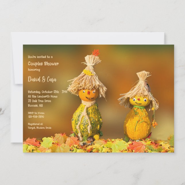 Invitación Ducha de Pareja de Calabazas (Anverso)