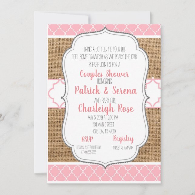 Invitación Ducha de Pareja de Cangrejos de Río (Anverso)