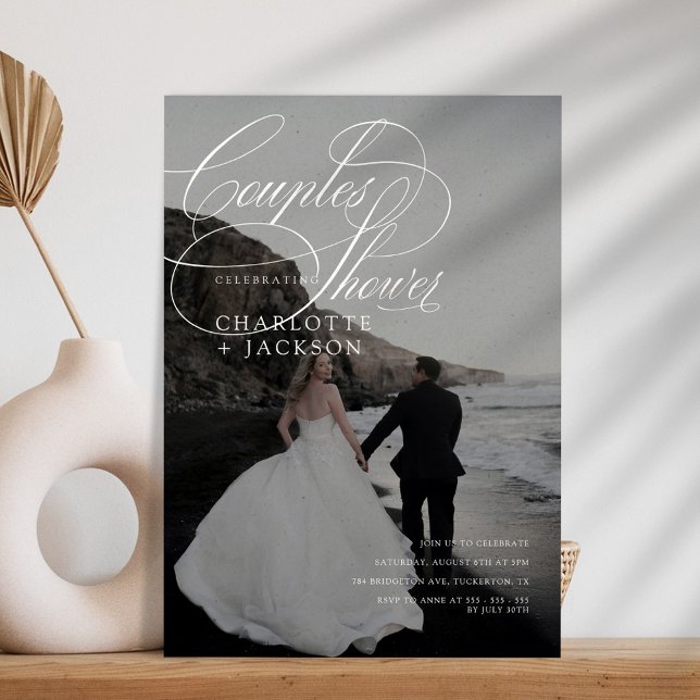 Invitación Ducha de pareja de código QR escrito a mano en bla (Subido por el creador)