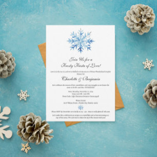 Invitación Ducha de pareja de copo de nieve azul de invierno 