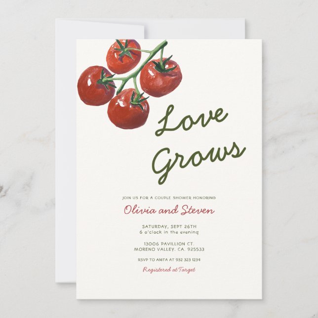 Invitación Ducha de pareja de Fiesta de tomate (Anverso)