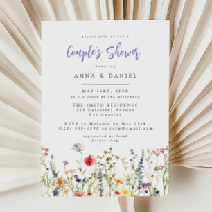 Invitación Ducha de Pareja de Flores Silvestres Coloridas