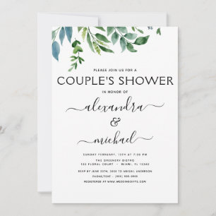 Invitación Ducha de pareja de follaje de vegetación botánica