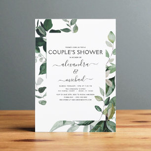 Invitación Ducha de pareja de follaje de vegetación botánica