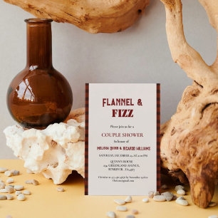Invitación Ducha de pareja de franela y fizz rojo y negro de