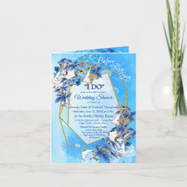 Invitación Ducha de Pareja de Moon-Flor de Agua Ilustrada