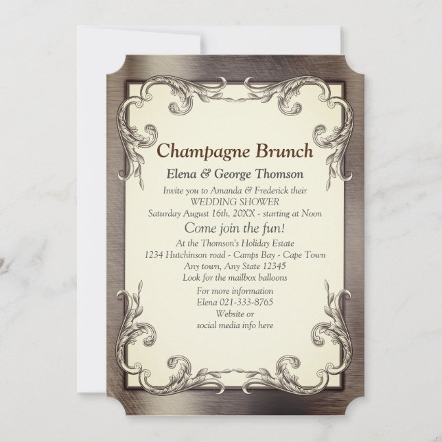 Invitación Ducha de pareja de papel de aluminio-oro-plata-lat (Anverso)