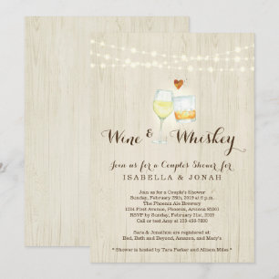 Invitación Ducha de pareja de vino y whisky Ensayo de comprom