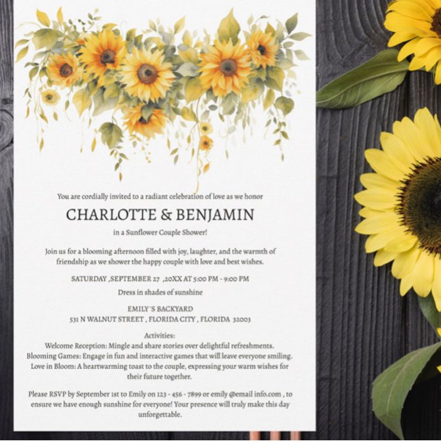 Invitación Ducha de Pareja del Girasol Rústico (Subido por el creador)