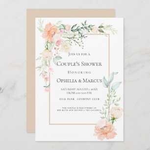Invitación DUCHA DE PAREJA   Delicado Bouquet floral de prima