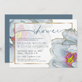 Invitación Ducha de pareja exótica azul y lilac