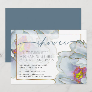 Invitación Ducha de pareja exótica azul y lilac