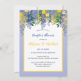 Invitación Ducha de pareja floral de glicina acuarela