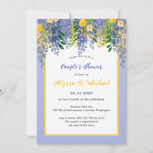 Invitación Ducha de pareja floral de glicina acuarela