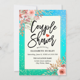 Invitación Ducha de pareja floral / ducha de novia Verde azul