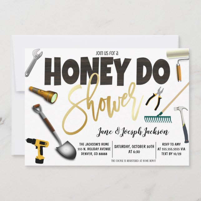 Invitación Ducha de Pareja Honey Do (Anverso)