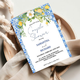 Invitación Ducha de pareja italiana del Lemon Blue Mediterran