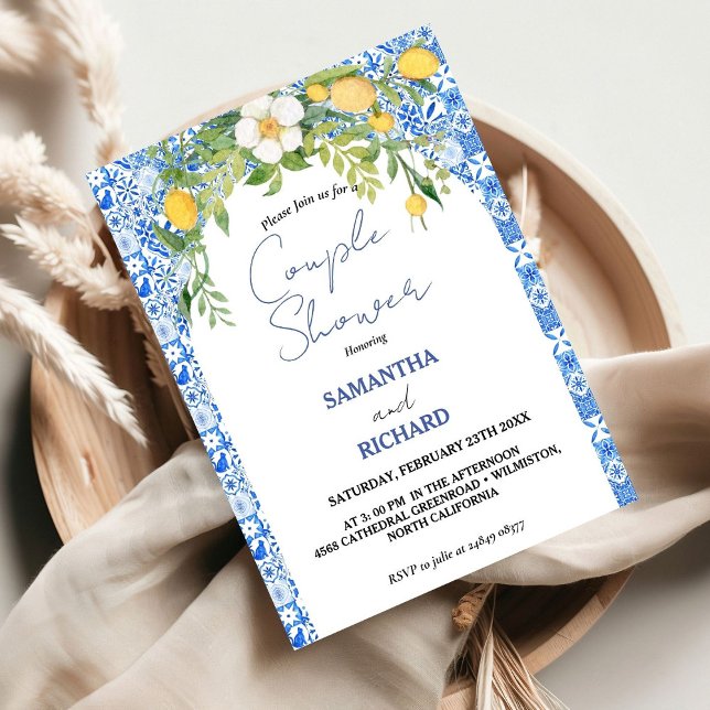 Invitación Ducha de pareja italiana del Lemon Blue Mediterran (Subido por el creador)