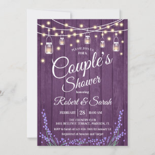 Invitación Ducha de pareja - Madera rústica de lavanda