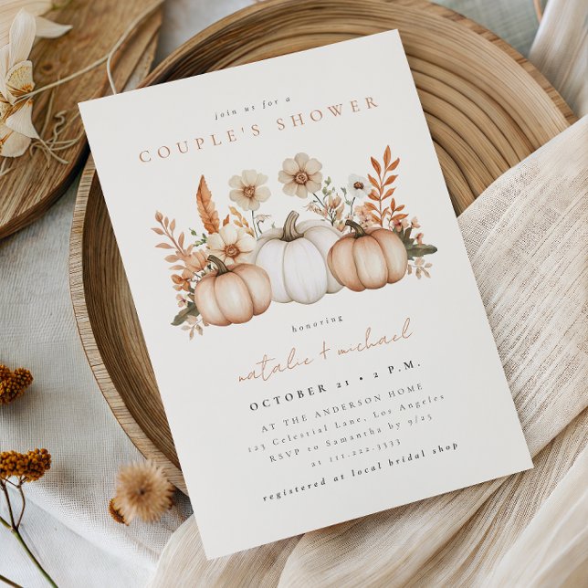 Invitación Ducha de Pareja Otoñal Boho Rústica con Calabaza (Subido por el creador)