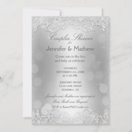 Invitación Ducha de pareja | Plata elegante