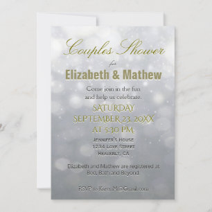 Invitación Ducha de pareja   Plata y Oro