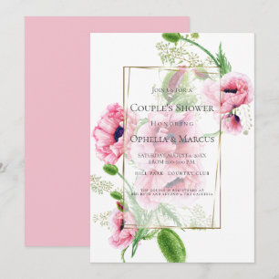 Invitación DUCHA DE PAREJA Ramo de amapola rosa