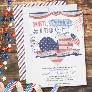 Invitación Ducha de pareja vintage Rojo Blanco y Yo Me Caso