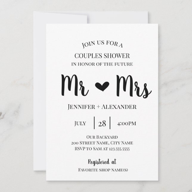 Invitación Ducha de parejas (Anverso)