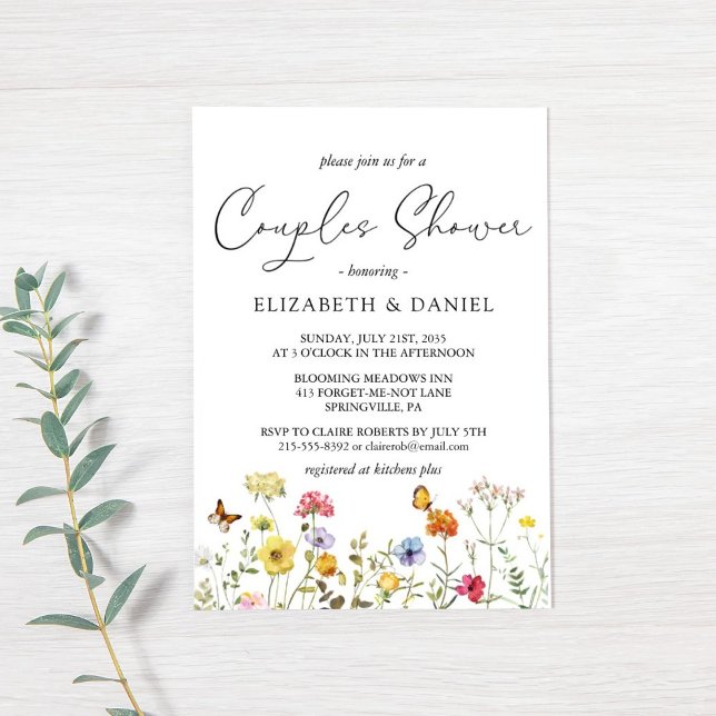 Invitación Ducha de Parejas Botánicas de Flor Silvestre (Subido por el creador)