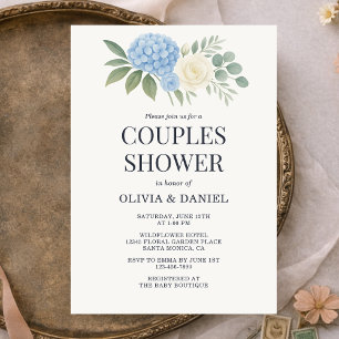 Invitación Ducha de parejas botánicos de hortensias eucalipto