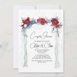 Invitación Ducha de parejas con arco floral de Borgoña temper