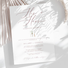 Invitación Ducha de parejas con caligrafía de rosa moderna pa