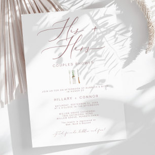 Invitación Ducha de parejas con caligrafía de rosa moderna pa
